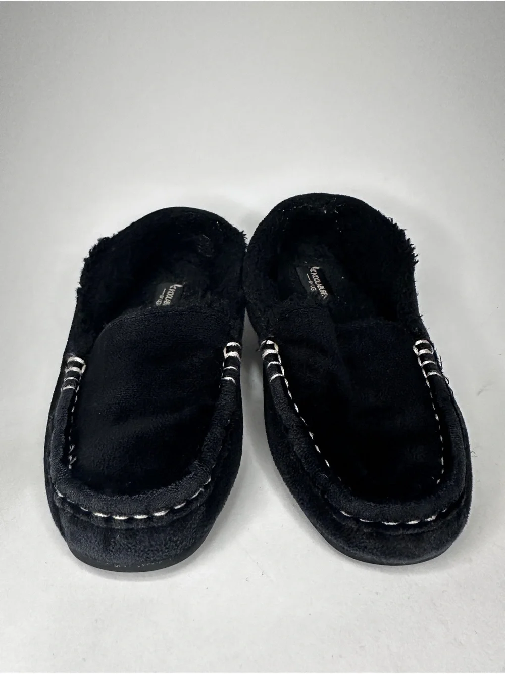 Koolaburra Black Faux-Suede Fur-Lined Moccasin Slippers